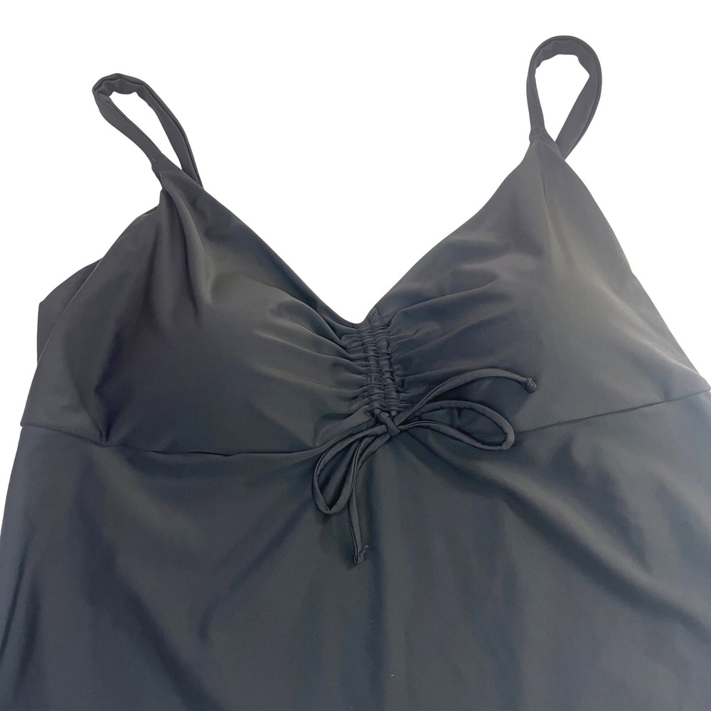 Summersalt The Ruched Tankini Top Black Solid V-Neck Plus Size 22 Sustainable